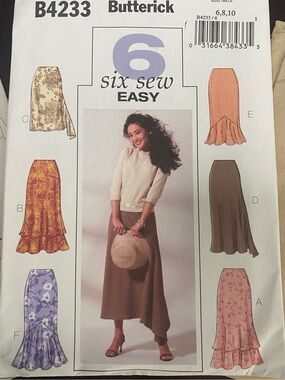 Butterick 4233 sz 6-8-10 Sewing Pattern Women High-Low A-Line Skirts 6 Easy sew